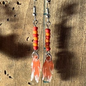 Beaded Flame Dangle Earrings